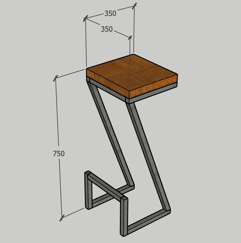 Барный стул лофт чертеж